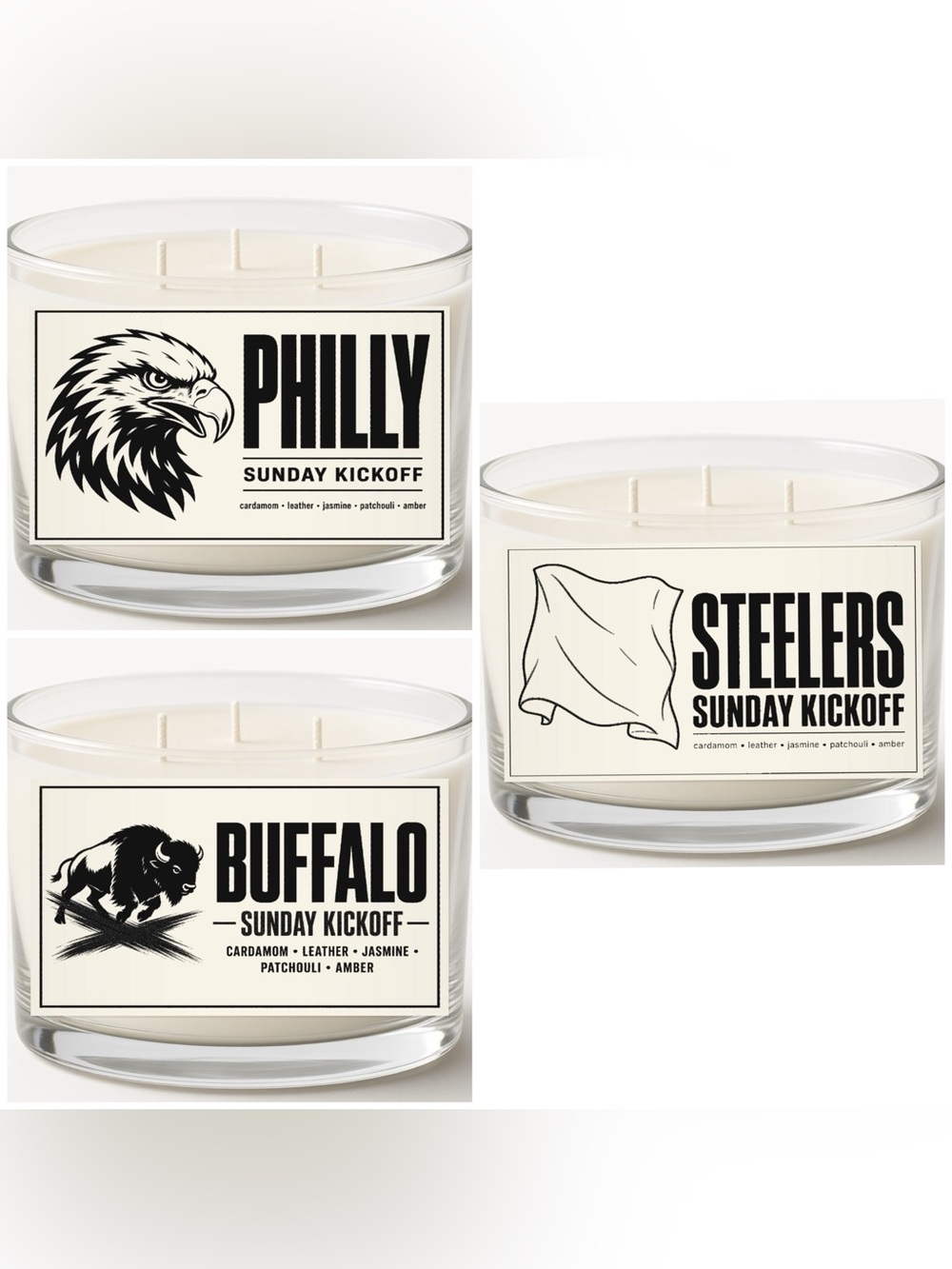 16oz Sunday Kickoff Pick Your Team - 3-Wick Soy Wax Candle
